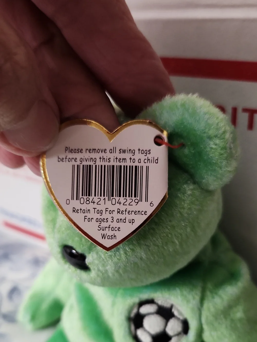 NWT KICKS Vintage Beanie Baby green bear, 1998